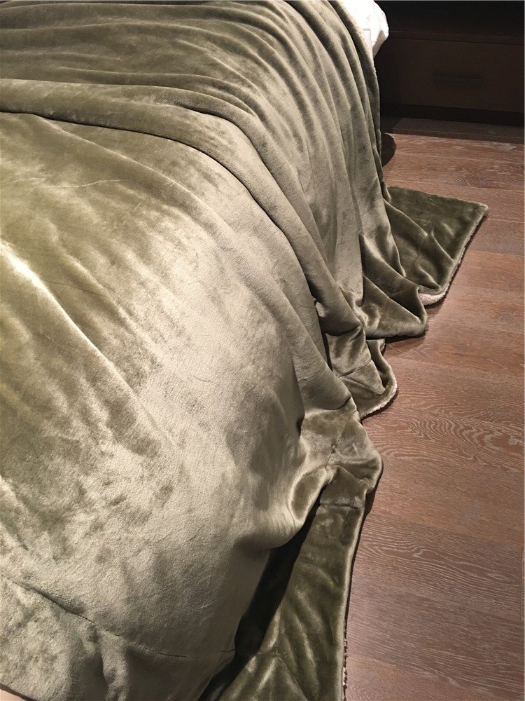 Solid color sherpa throw fleece flannel blanket for winter custom double down fake fur blanket coral fleece flannel blanket - Image 6