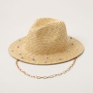 2024 new wholesale Unisex  Fashion with diamond Real grass straw hat straw cowboy hats womens other hats women