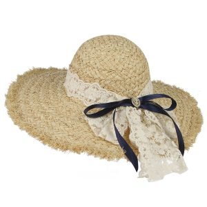 High quality custom Fashion Bowknot Sun Hat  solid color paper straw hat lace design dome wide brim straw hat bow design straw v