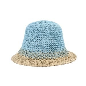 custom women straw hats colorful crochet high quality summer bucket straw hat school fashion straw hat