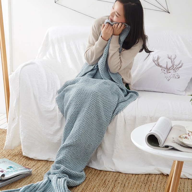 2023 hot sale christmas Mermaid knitted blanket for pram baby carriage stroller covers Fish tail knitted baby blanket - Image 5